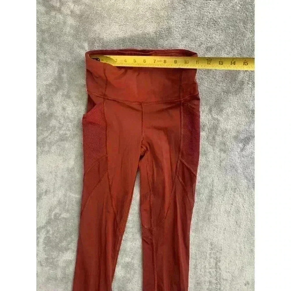 Lululemon Leggings Womens 4 Run Smoothly Crop 23" Nulux Dark Sport Red Stretch - Picture 3 of 8